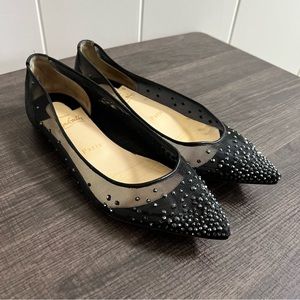 Christian Louboutin Follies Mesh Strass Ballet Flats 37.5